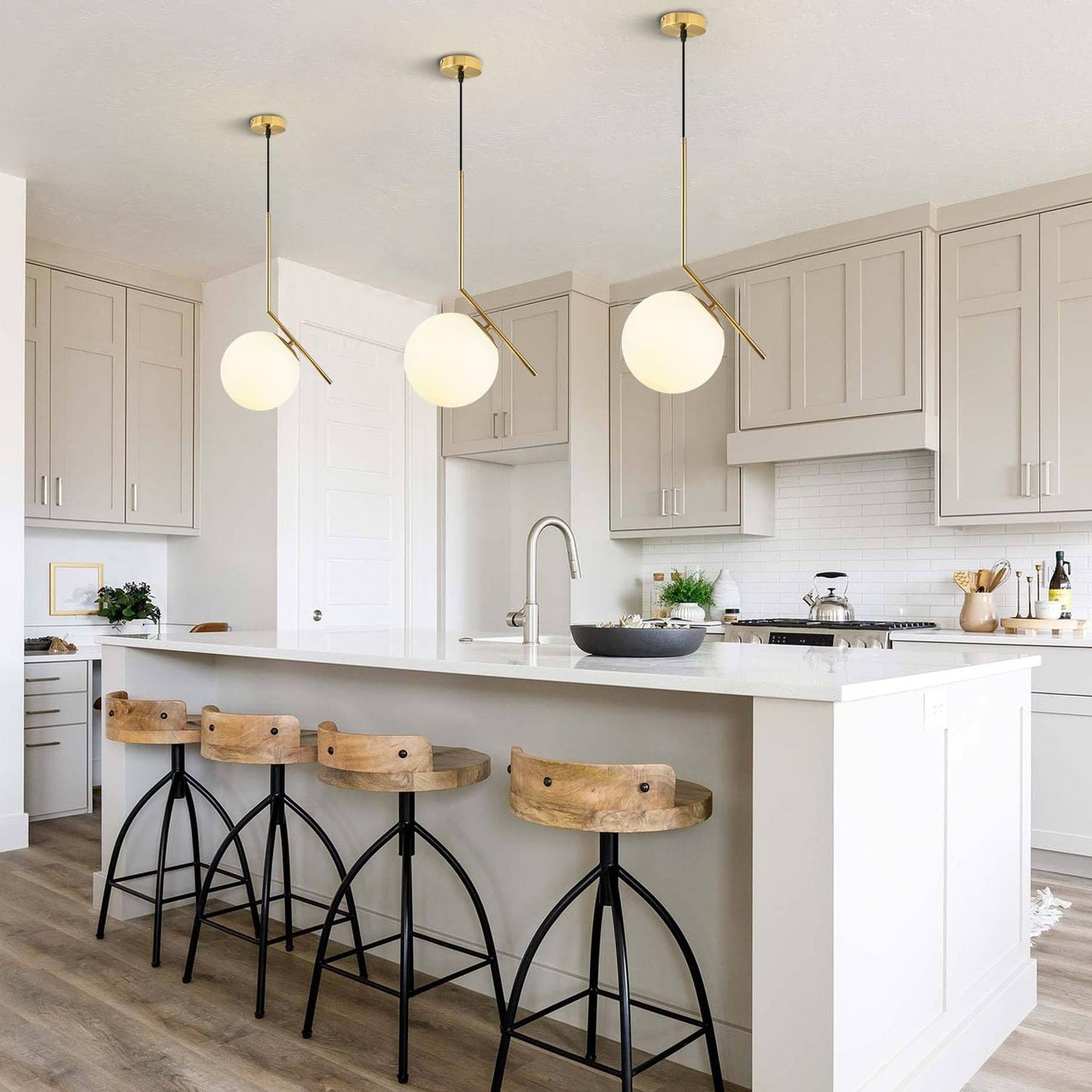 L-Shape Hanging Light with Globe