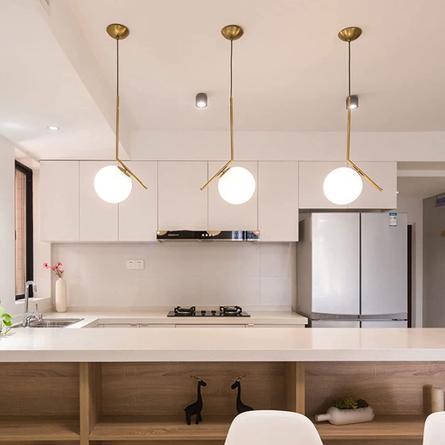 L-Shape Hanging Light with Globe