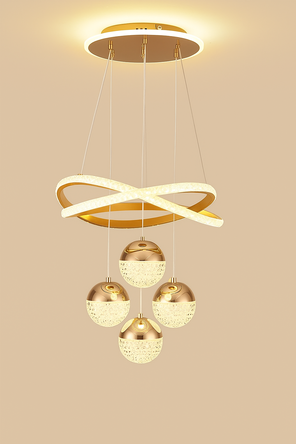 Modern Minimalist Curve Acrylic Ball LED Chandelier