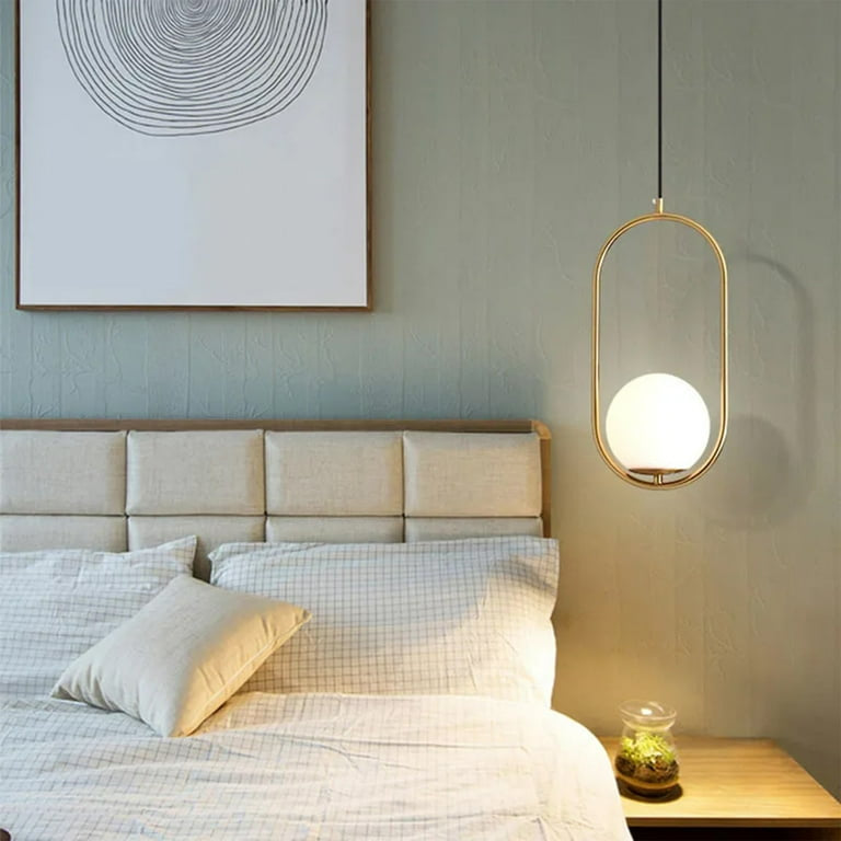 Oval-Shaped Hanging Light with Globe