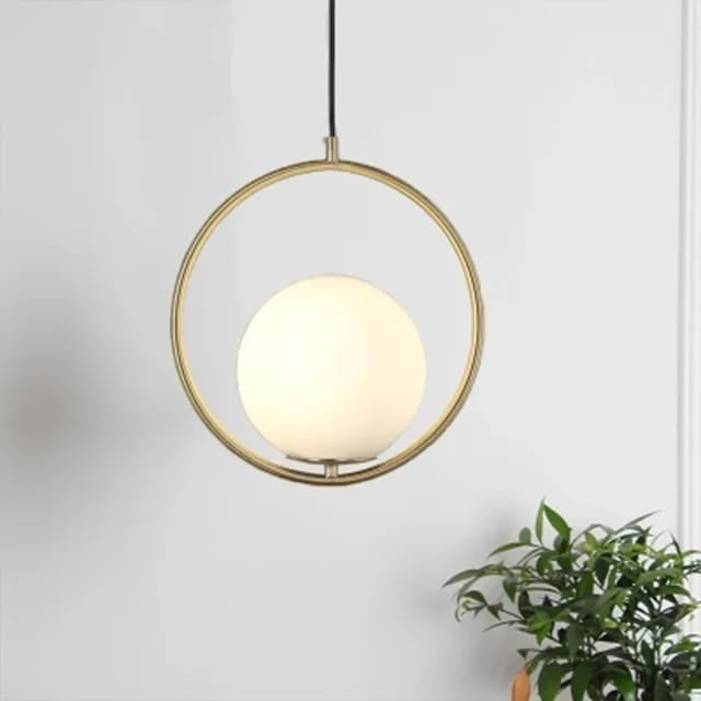 Circle-Shaped Hanging Light with Globe