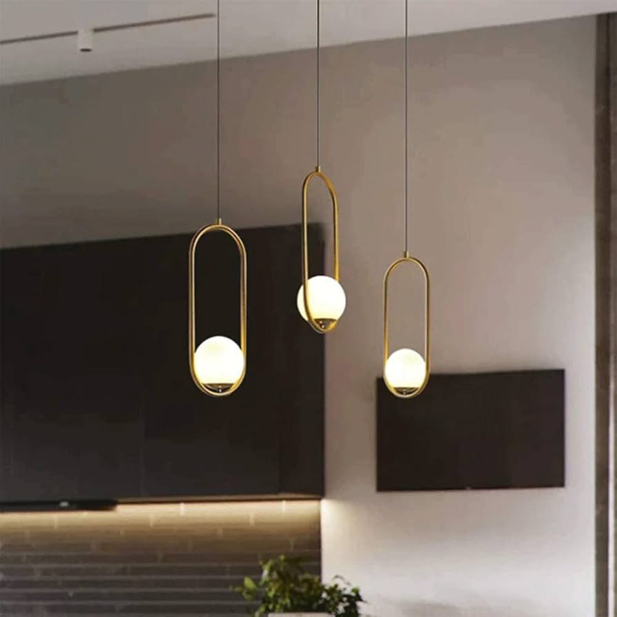 Oval-Shaped Hanging Light with Globe