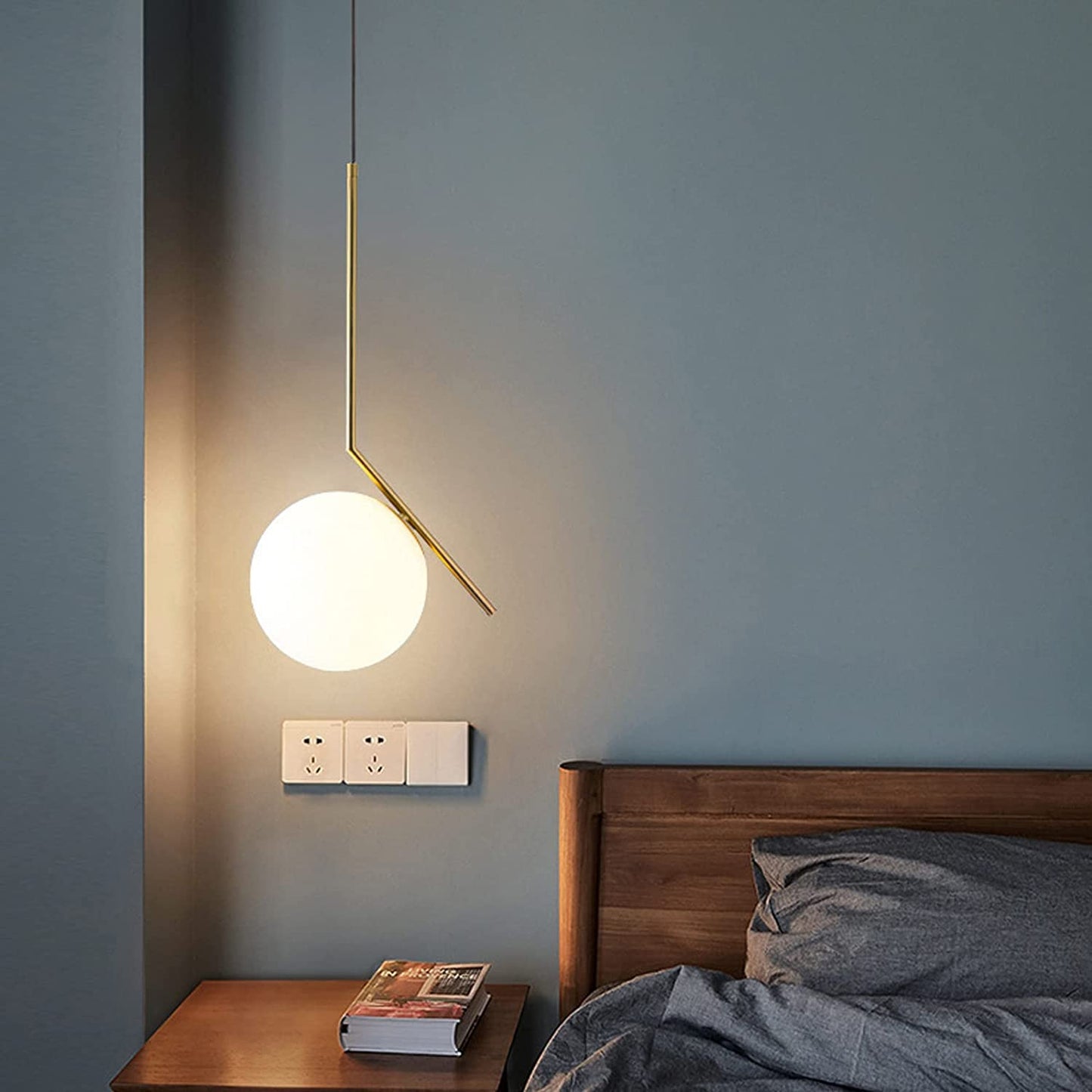 L-Shape Hanging Light with Globe