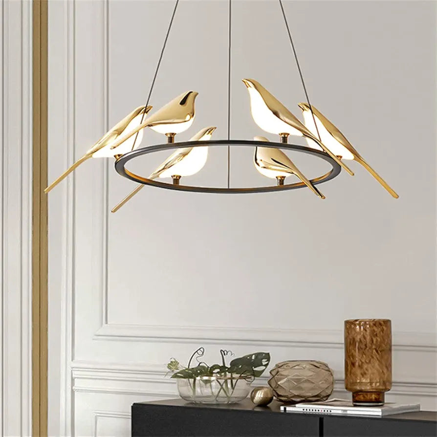 Six Headed Bird Chandelier Lamp