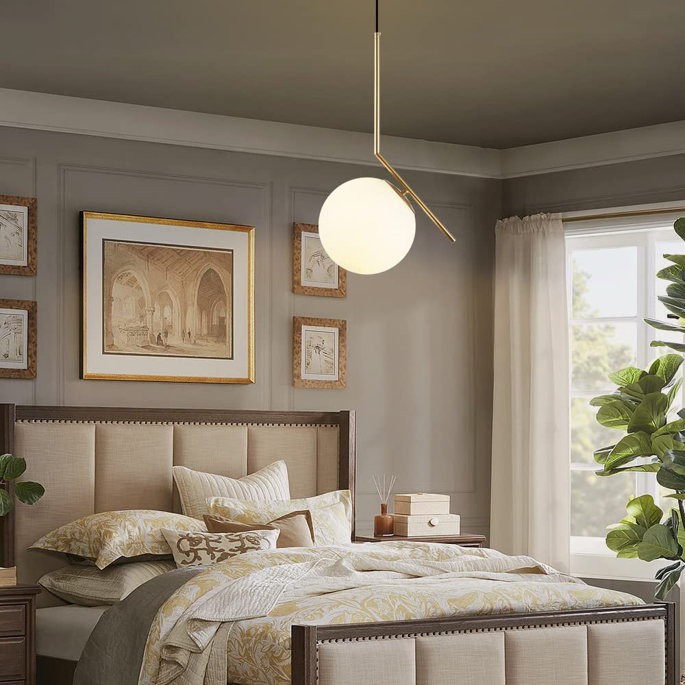 L-Shape Hanging Light with Globe