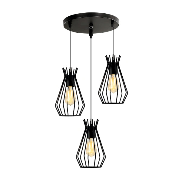 3in1 Iron wire cage pendant Lamp
