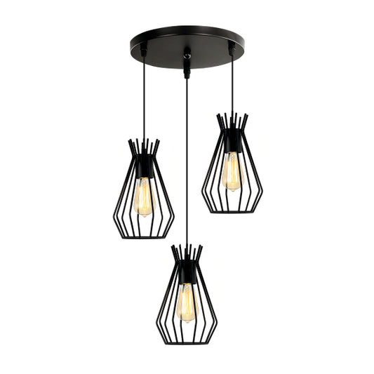 3in1 Iron wire cage pendant Lamp