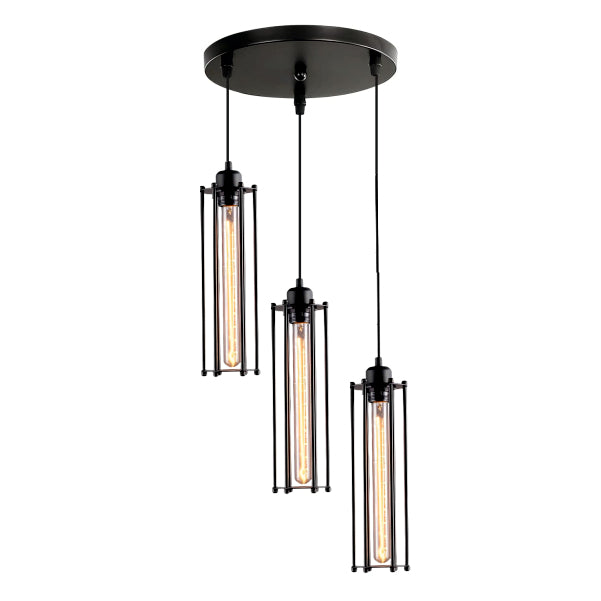 3in1 Retro Iron Black Industrial Style Pendant Light