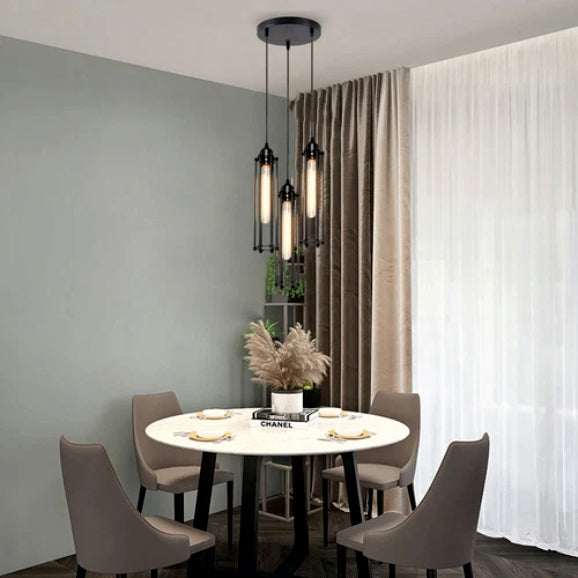 3in1 Retro Iron Black Industrial Style Pendant Light