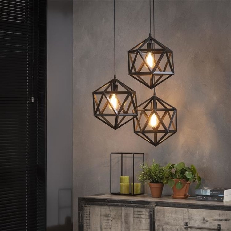 3in1 Hexagon Hanging Lamp in Flat Base