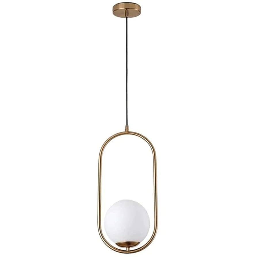 Oval-Shaped Hanging Light with Globe