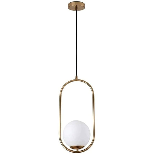 Oval-Shaped Hanging Light with Globe