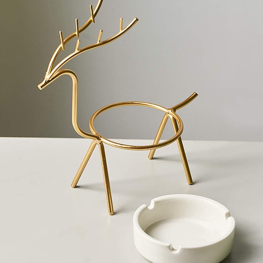 Deer-Shaped Ashtray - Durable Metal & Ceramic, Unique Design for Home & Office Decor