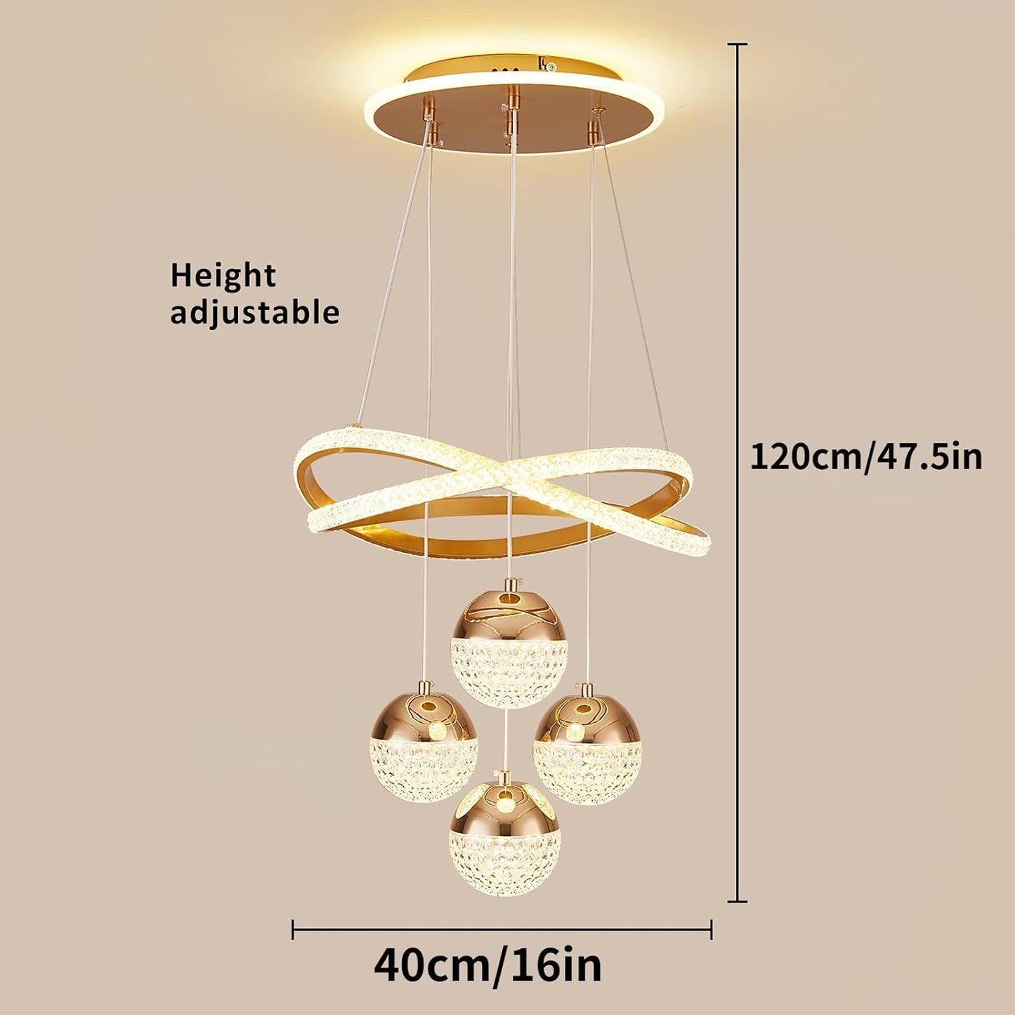Modern Minimalist Curve Acrylic Ball LED Chandelier