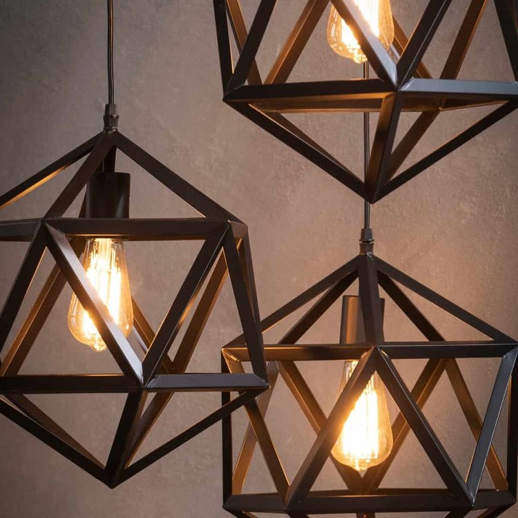 3in1 Hexagon Hanging Lamp in Flat Base