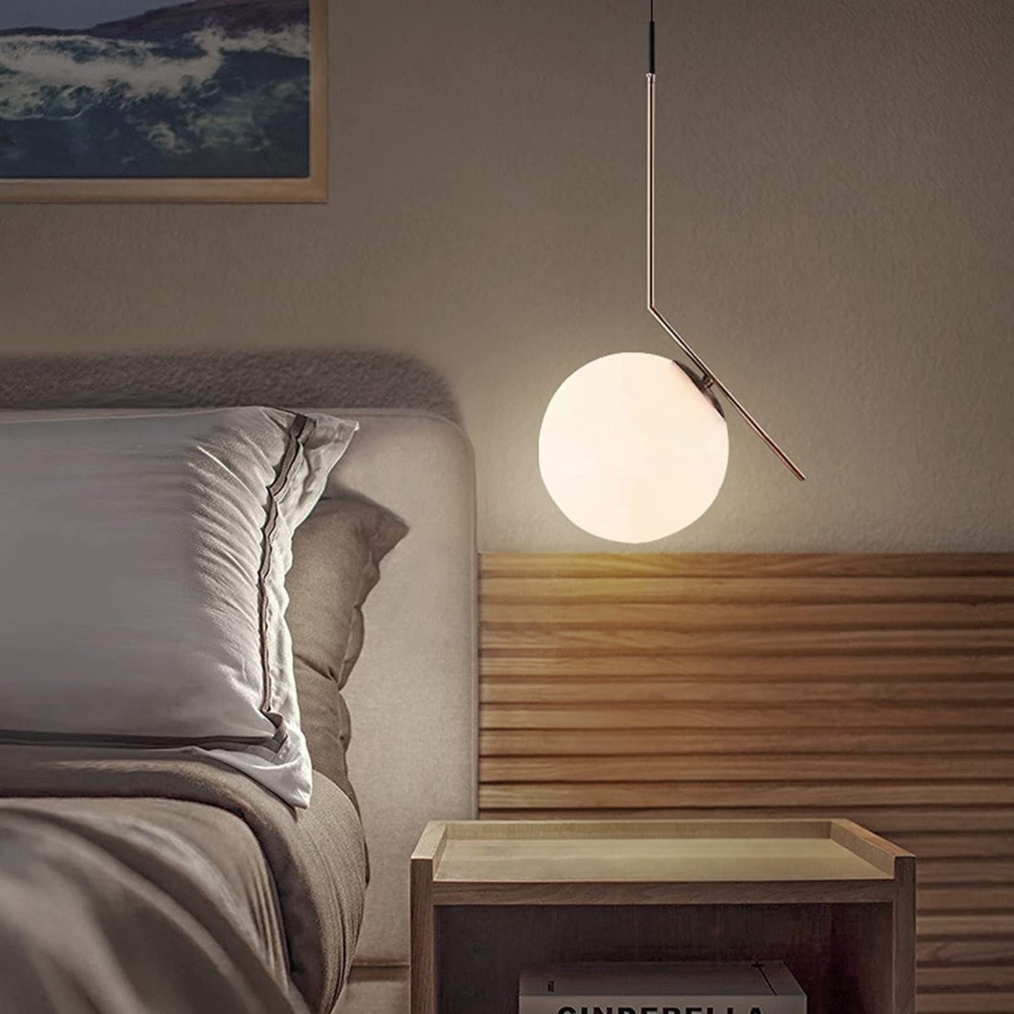 L-Shape Hanging Light with Globe