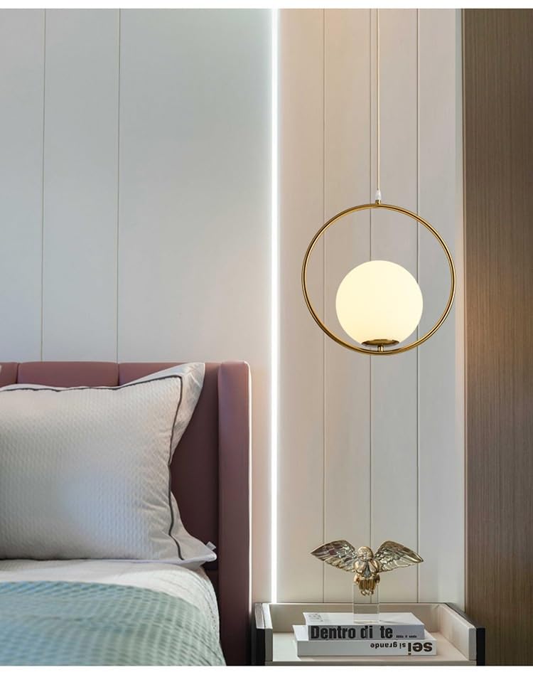 Circle-Shaped Hanging Light with Globe