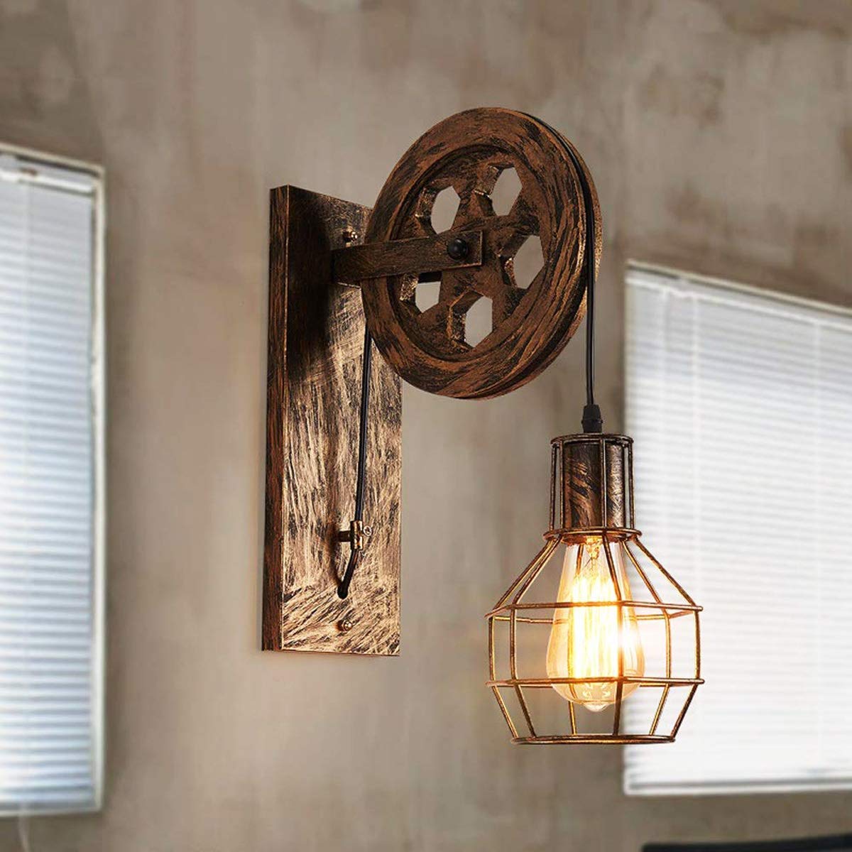 Nest Wall Lamp with Pulley Wheel Design