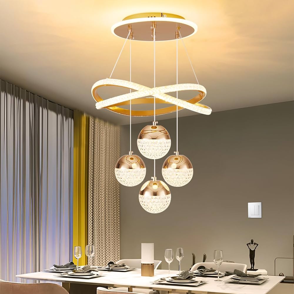 Modern Minimalist Curve Acrylic Ball LED Chandelier