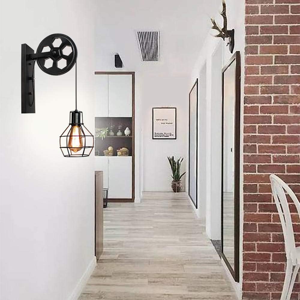 Nest Wall Lamp with Pulley Wheel Design (Black)