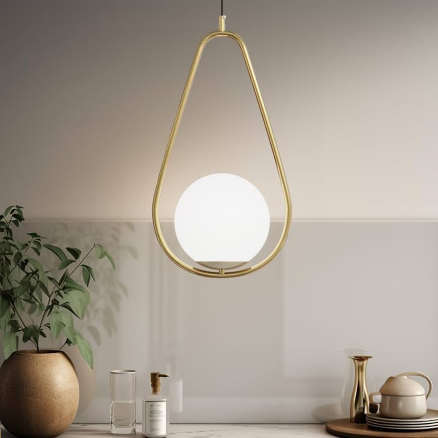 Drop-Shape Hanging Light with Globe