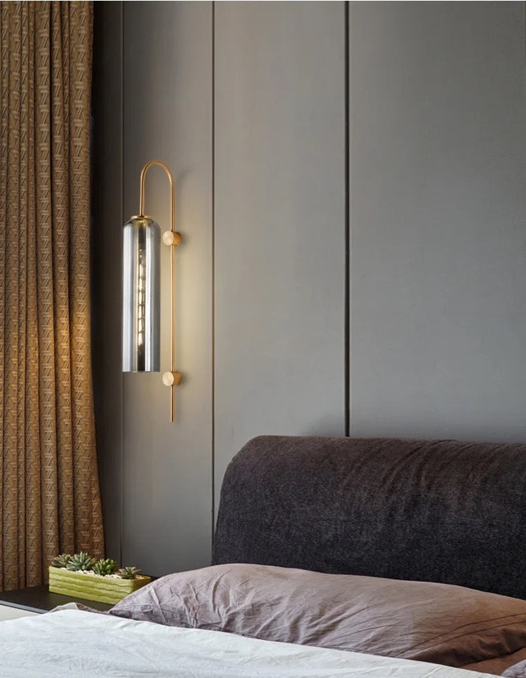 Elegant Smoky Glass Wall Sconce