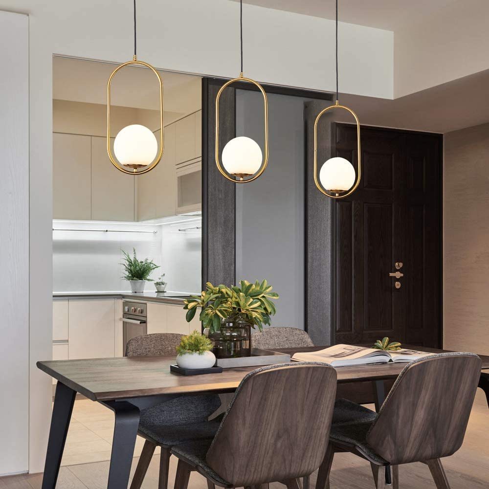 Oval-Shaped Hanging Light with Globe