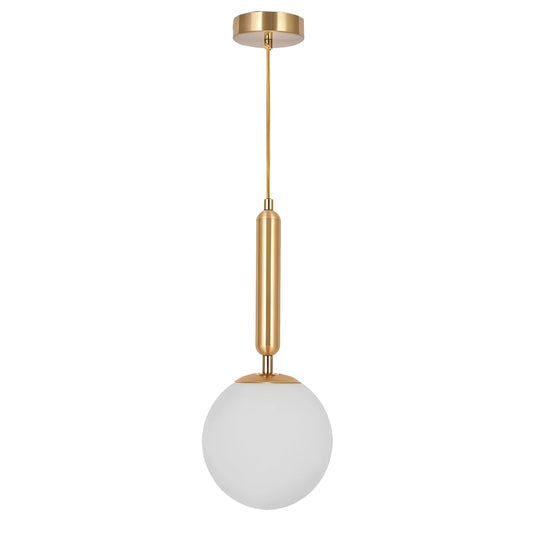 Linear Hanging Lamp with White Globe