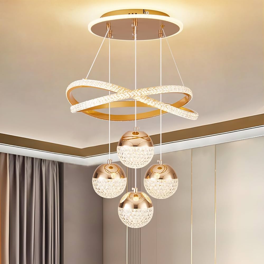 Modern Minimalist Curve Acrylic Ball LED Chandelier
