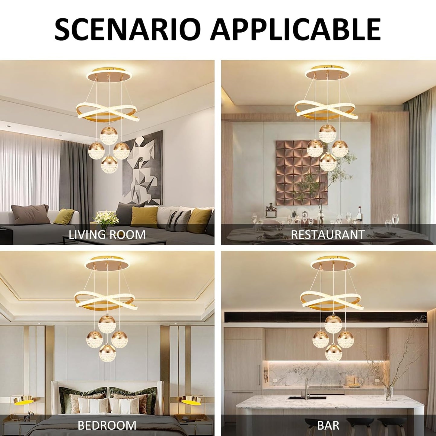 Modern Minimalist Curve Acrylic Ball LED Chandelier