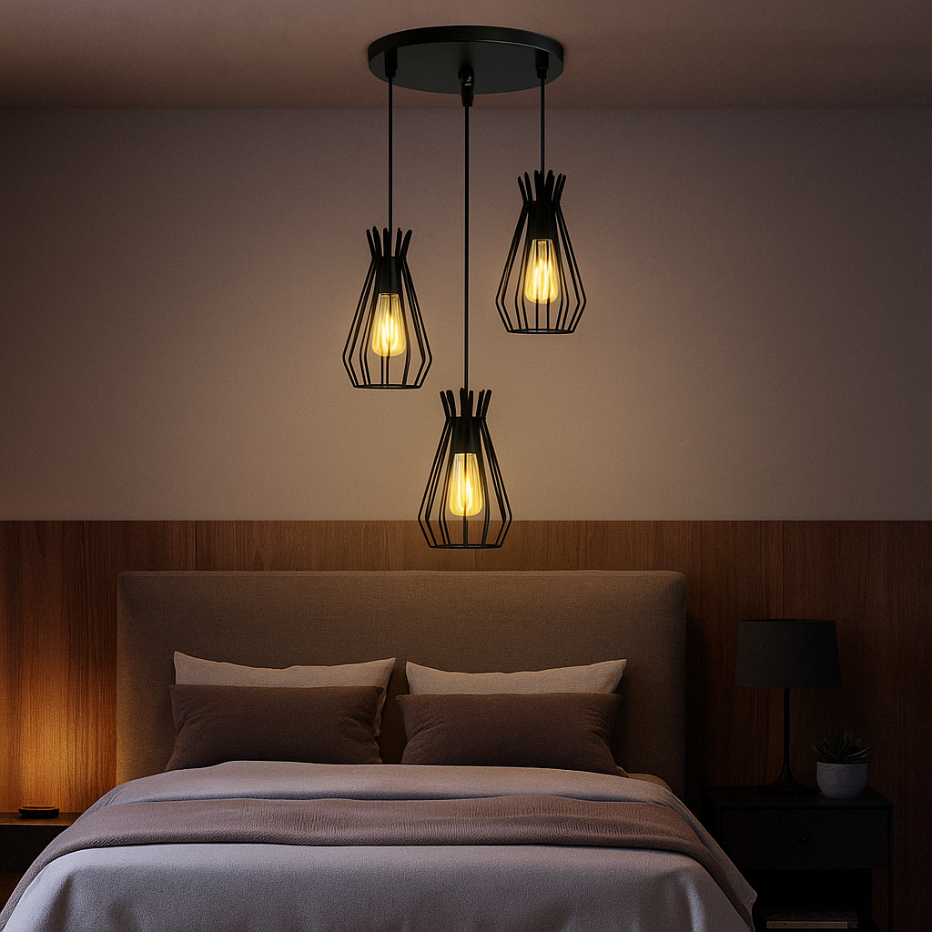 3in1 Iron wire cage pendant Lamp