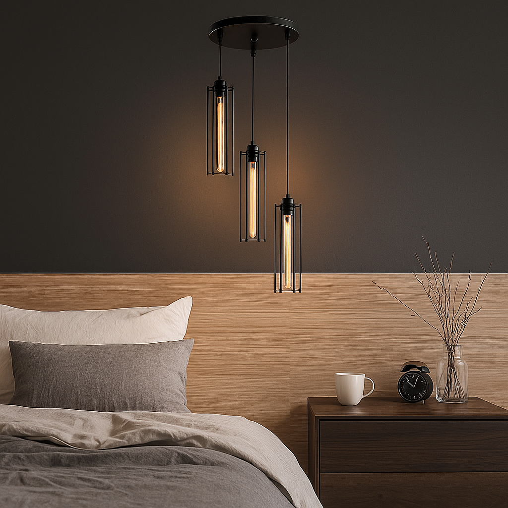 3in1 Retro Iron Black Industrial Style Pendant Light