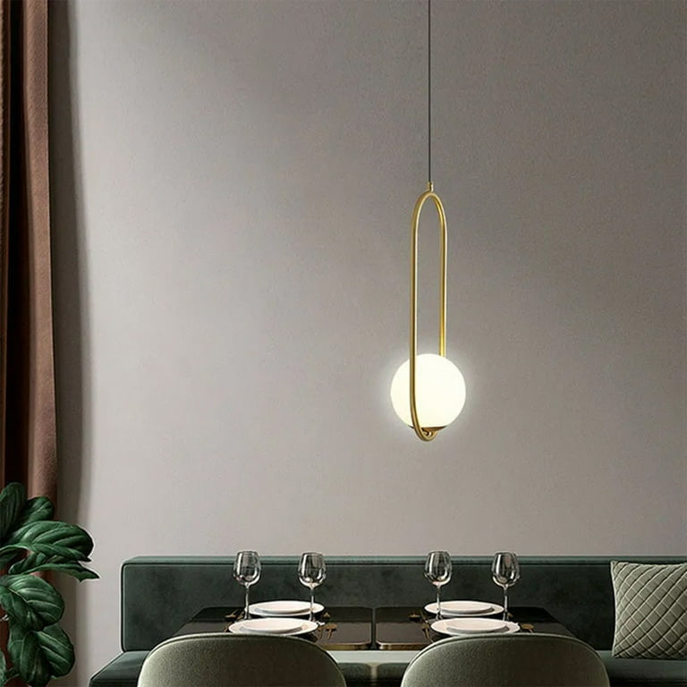 Oval-Shaped Hanging Light with Globe