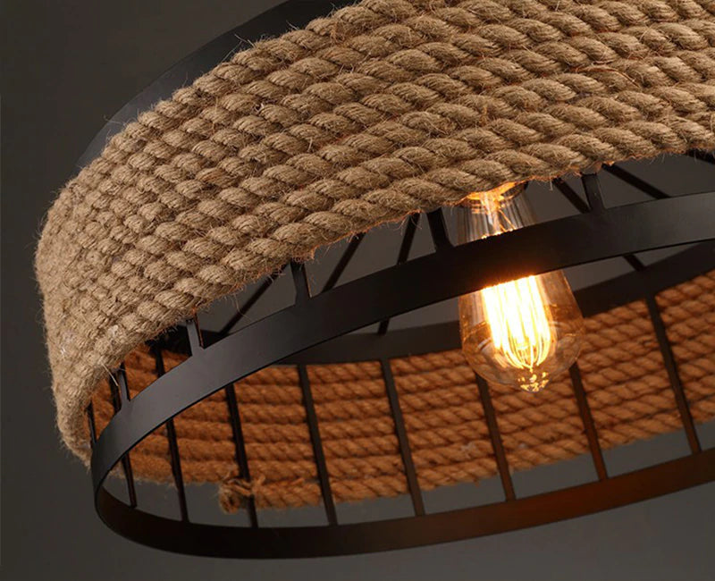 Industrial Hemp Rope Pendant Light