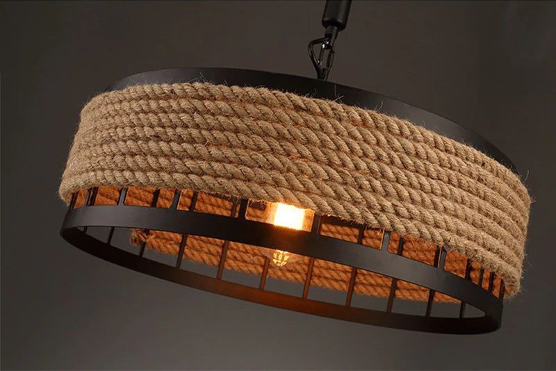 Industrial Hemp Rope Pendant Light