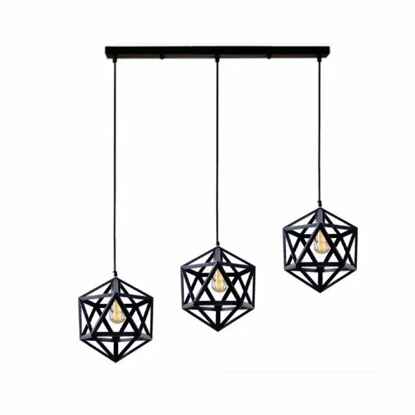 3in1 Hexagon Hanging Lamp in Flat Base