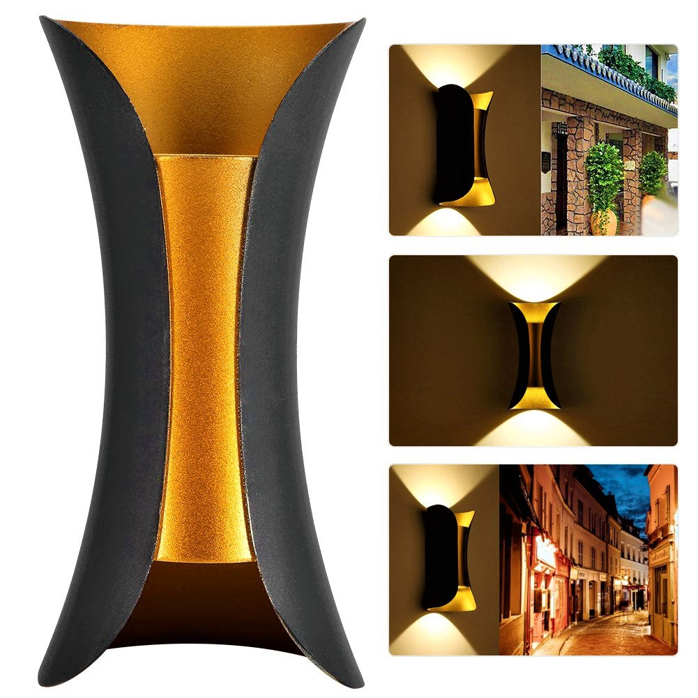 Black Golden Waterproof Up and Down Wall Light