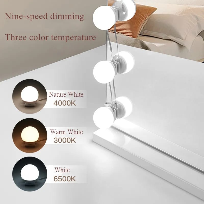 Dimmable LED Vanity Lights for Mirror – USB Powered Makeup Light Bulbs Kit