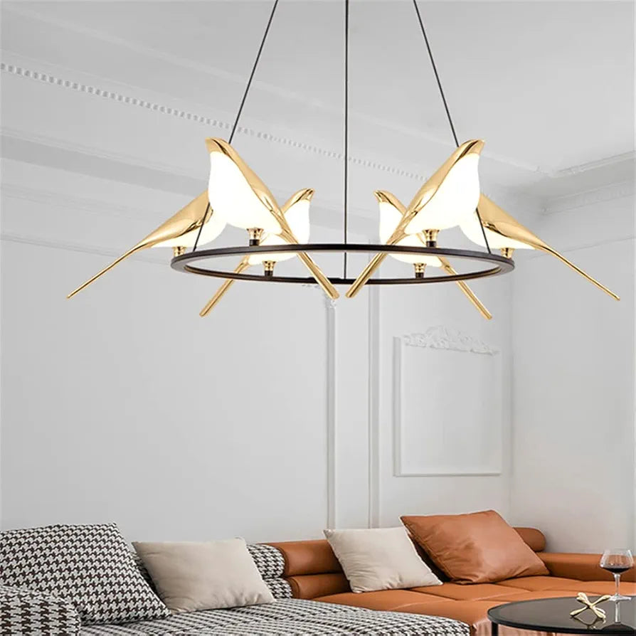 Six Headed Bird Chandelier Lamp