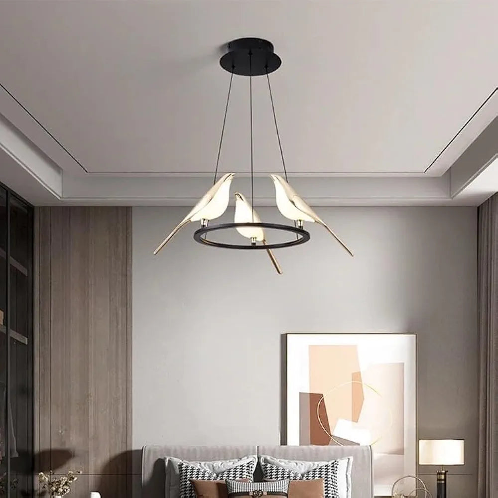 Bird Chandelier Light Modern Round LED Pendant Lamp (3 Birds)