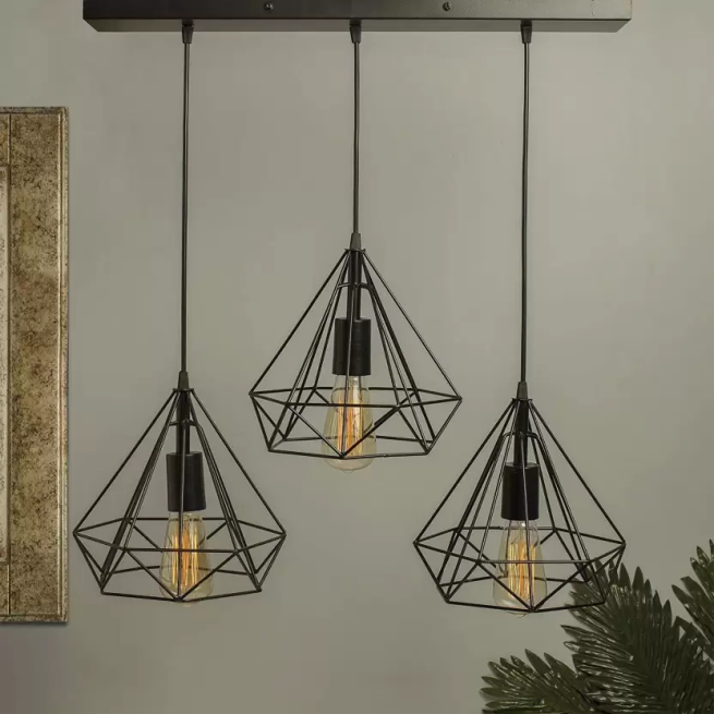 3in1 Diamond Hanging Lamp in Rectangular Base