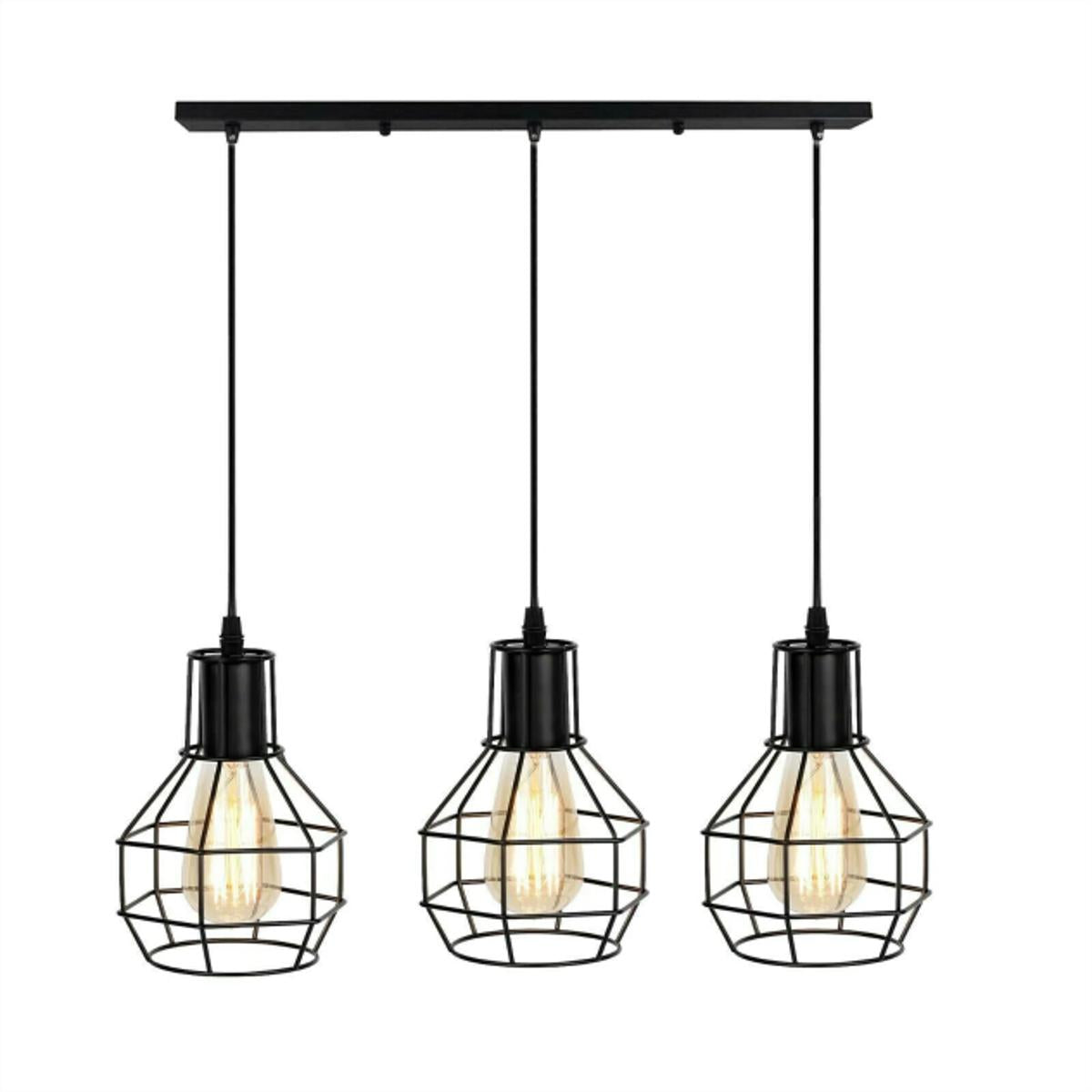 3in1 Nest wire cage Hanging Lamp in Rectangular Base