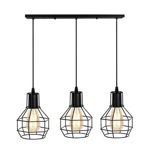 3in1 Nest wire cage Hanging Lamp in Rectangular Base