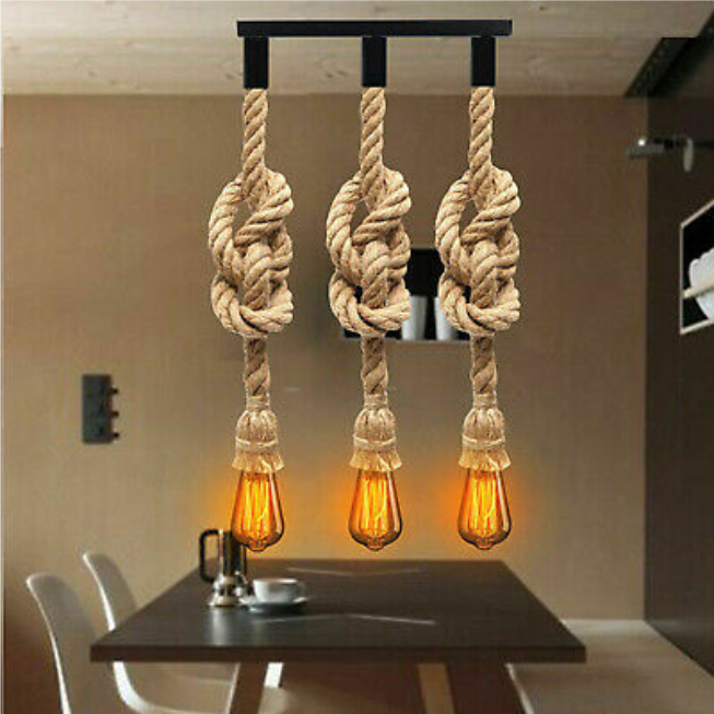 3in1 Rope Hanging Light in Rectangular Base