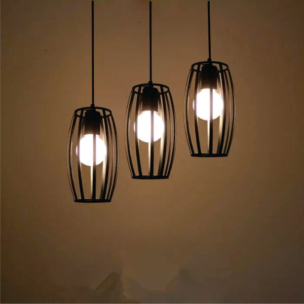 3in1 Drum shaped Hanging Lamp in Rectangular Base