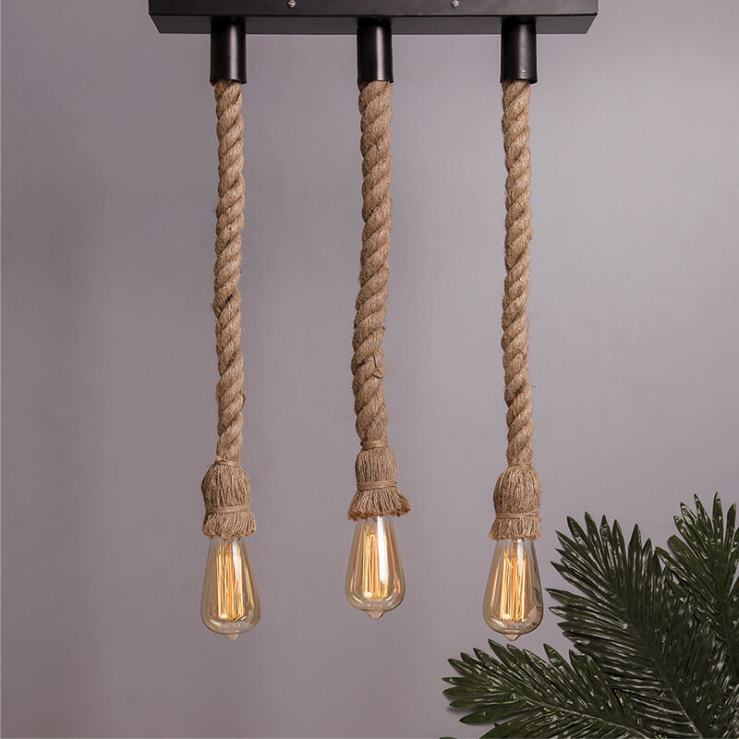 3in1 Rope Hanging Light in Rectangular Base